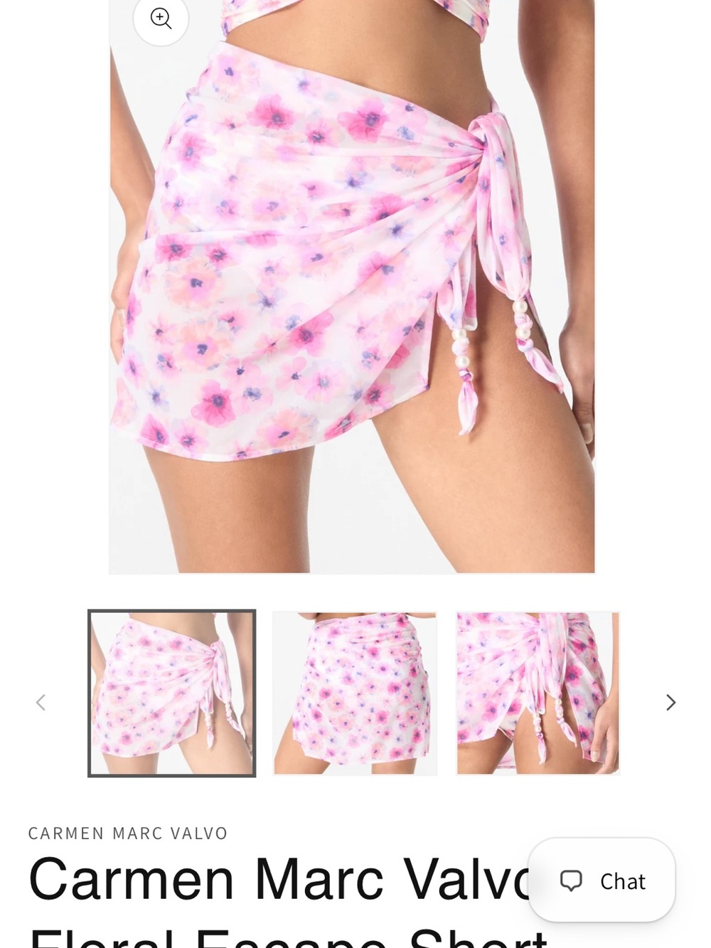 Carmen Marc Valvo Pink and Purple Floral Sarong